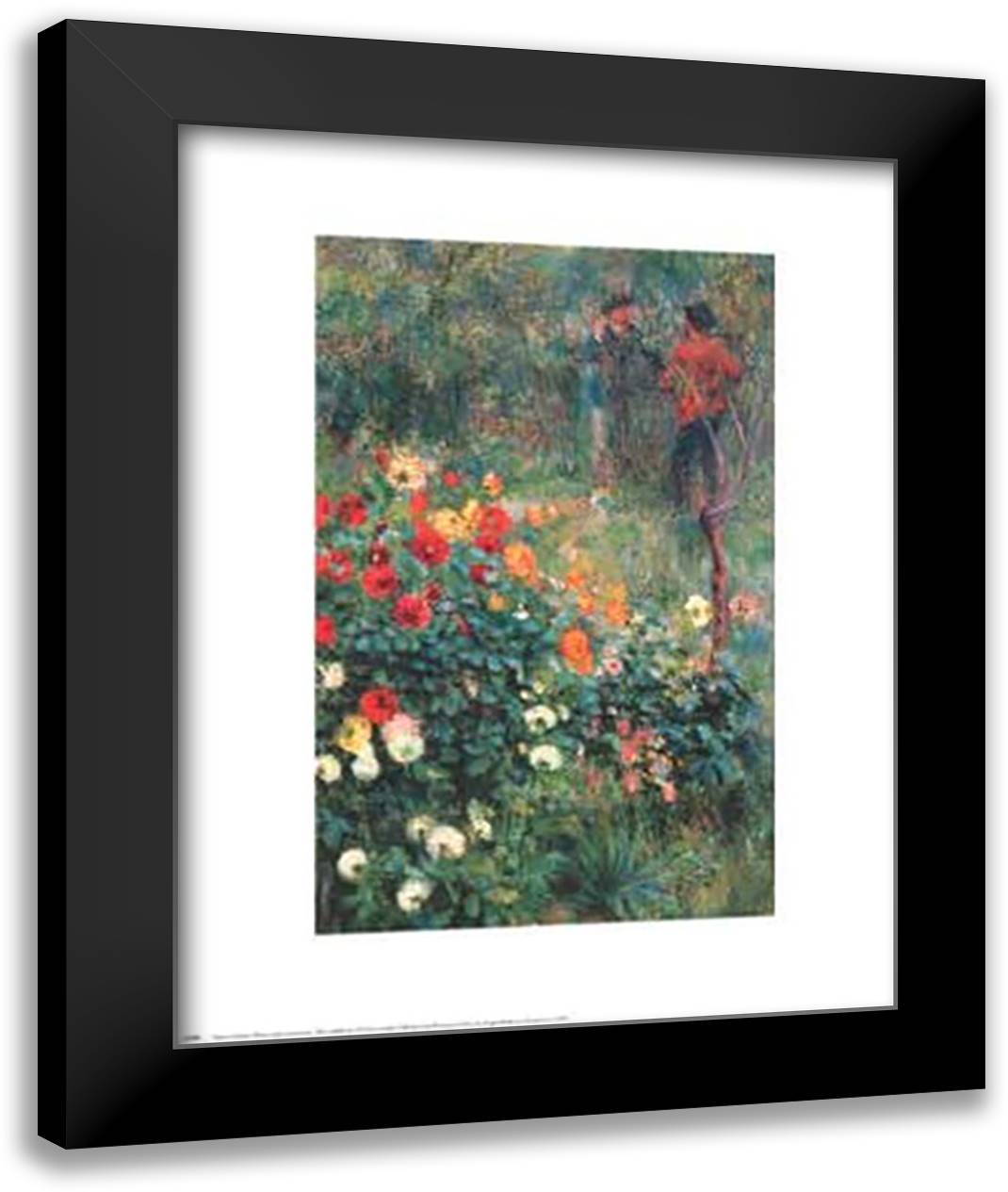 The Garden in the Rue Corot 19x28 Black Modern Wood Framed Art Print Poster by Renoir, Pierre-Auguste