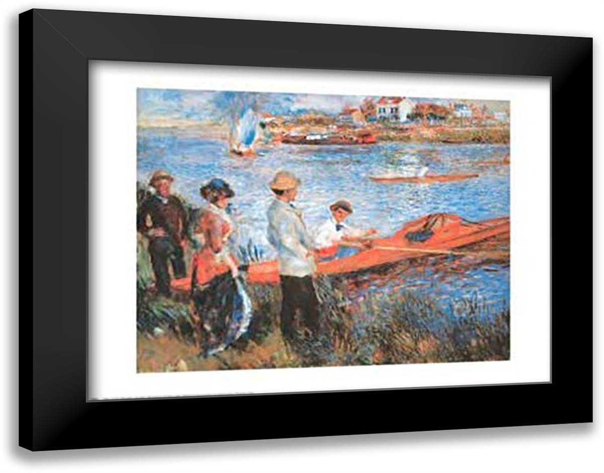 Oarsmen at Chateau 29x24 Black Modern Wood Framed Art Print Poster by Renoir, Pierre-Auguste