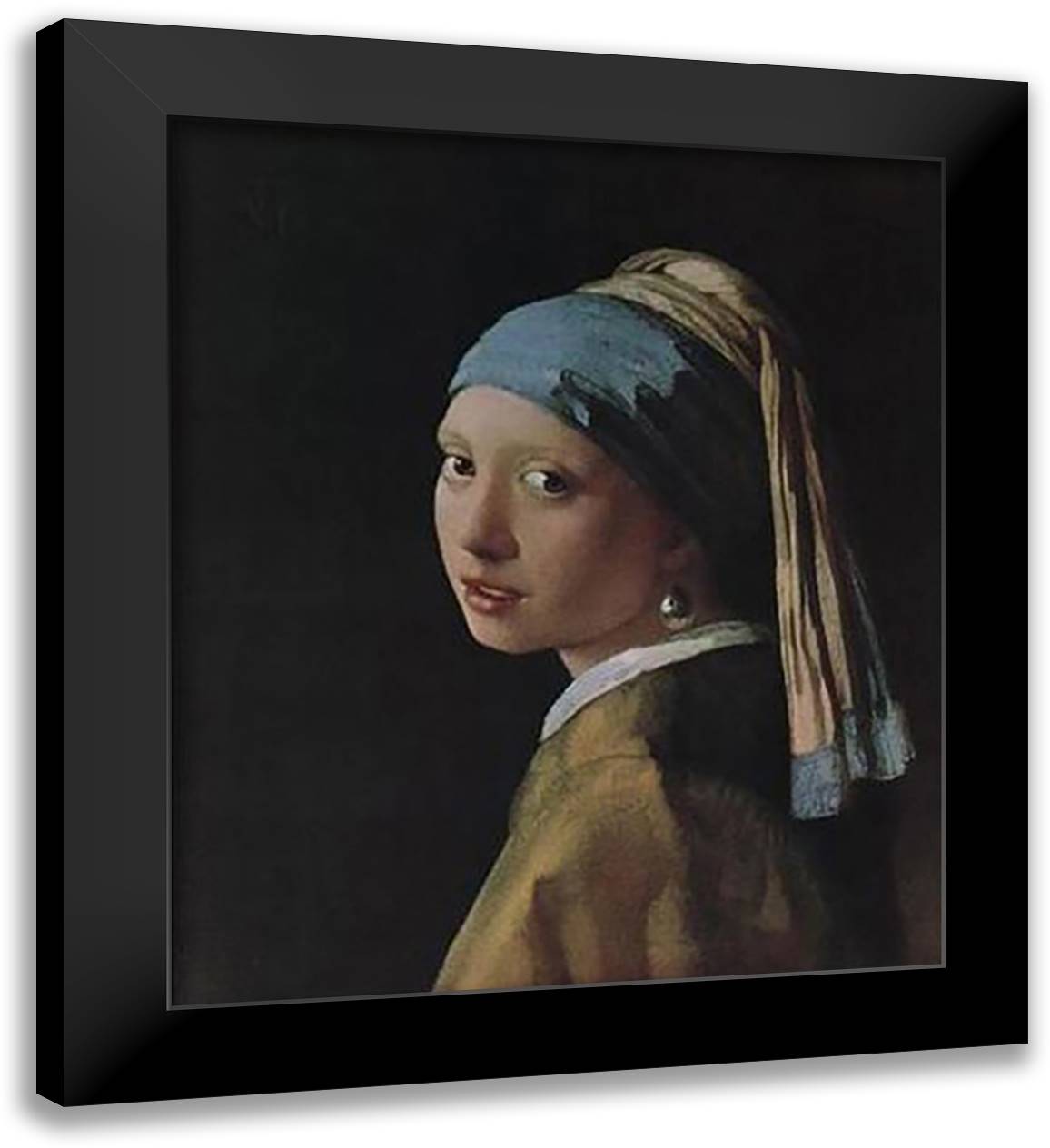 Head of a Girl 28x34 Black Modern Wood Framed Art Print Poster by Vermeer, Johannes