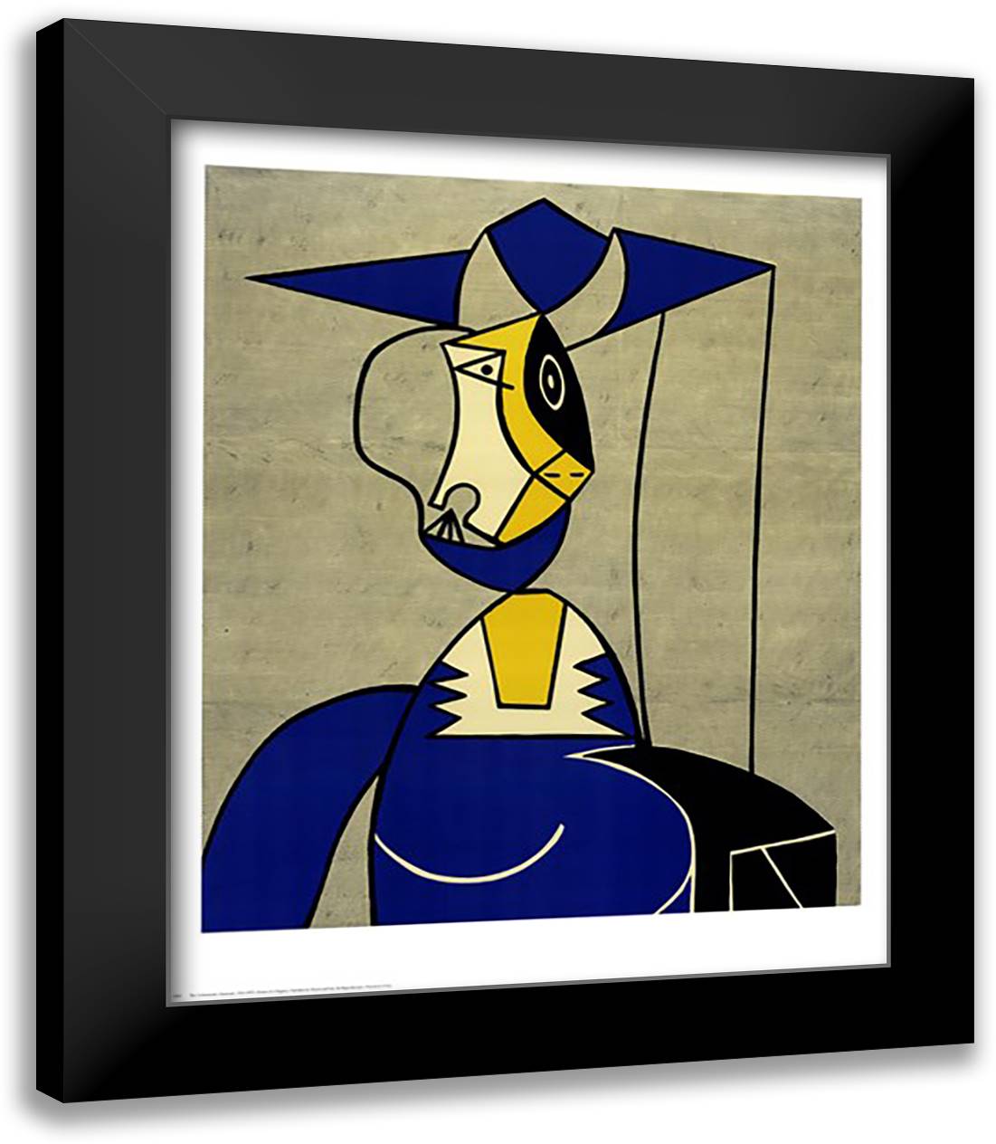 Femme Au Chapeau 26x32 Black Modern Wood Framed Art Print Poster by Lichtenstein, Roy