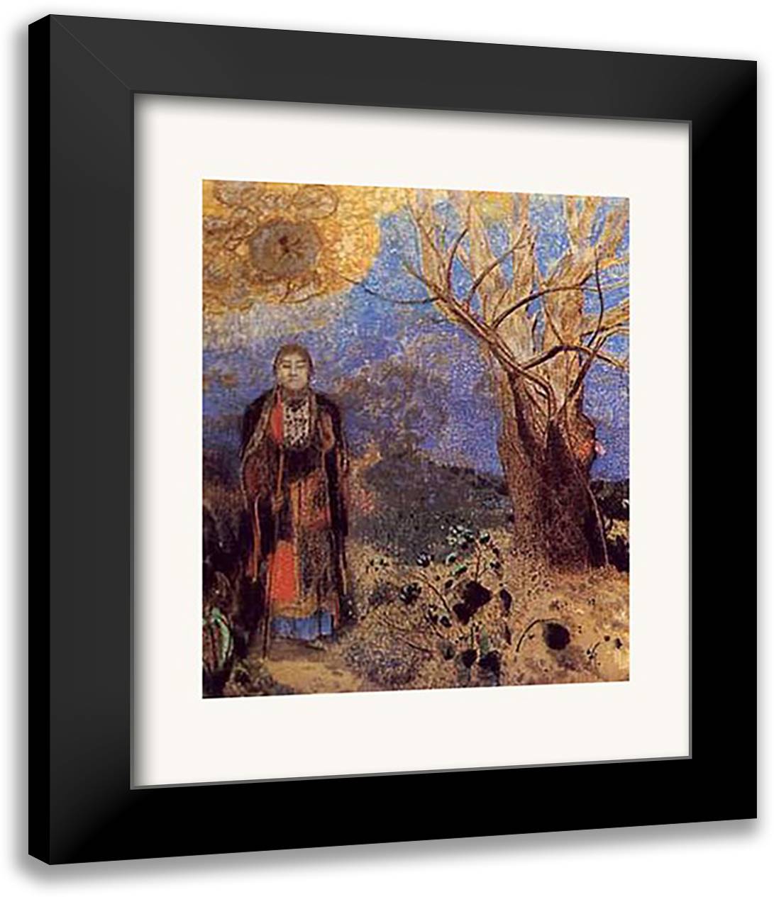 Buddha 26x32 Black Modern Wood Framed Art Print Poster by Redon, Odilon