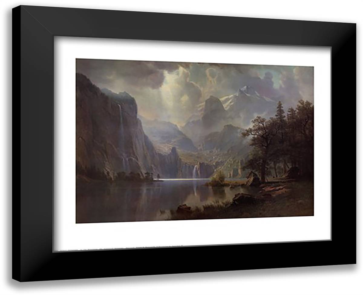 In the Mountains 32x26 Black Modern Wood Framed Art Print Poster by Bierstadt, Albert