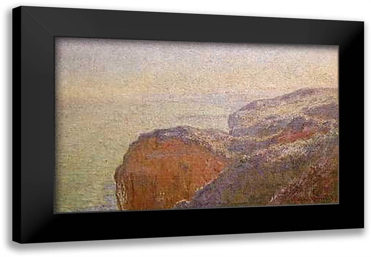 On the Cliffs, Dieppe 28x20 Black Modern Wood Framed Art Print Poster by Monet, Claude