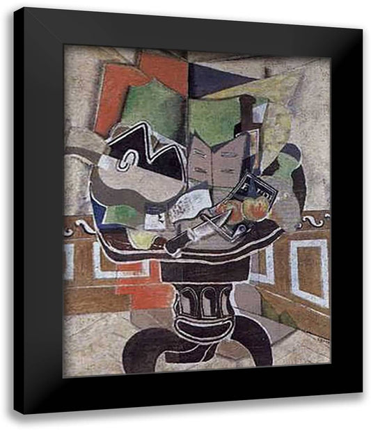 Round Table 23x28 Black Modern Wood Framed Art Print Poster by Braque, Georges