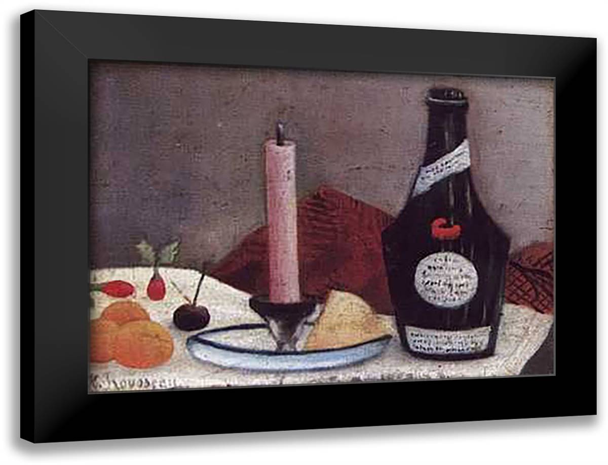 Pink Candle 28x22 Black Modern Wood Framed Art Print Poster by Rousseau, Henri
