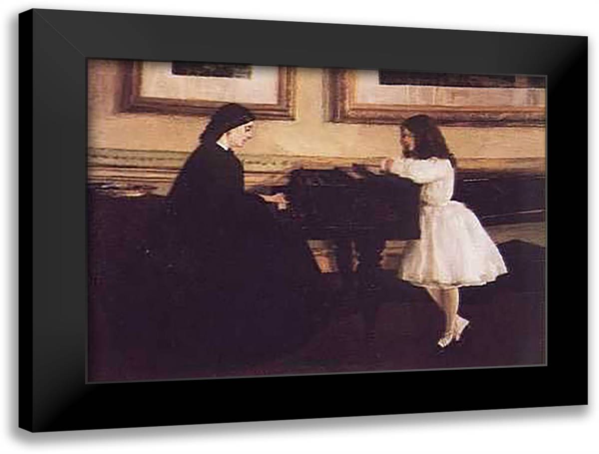 At the Piano 28x22 Black Modern Wood Framed Art Print Poster by Whistler, James McNeil Whistler