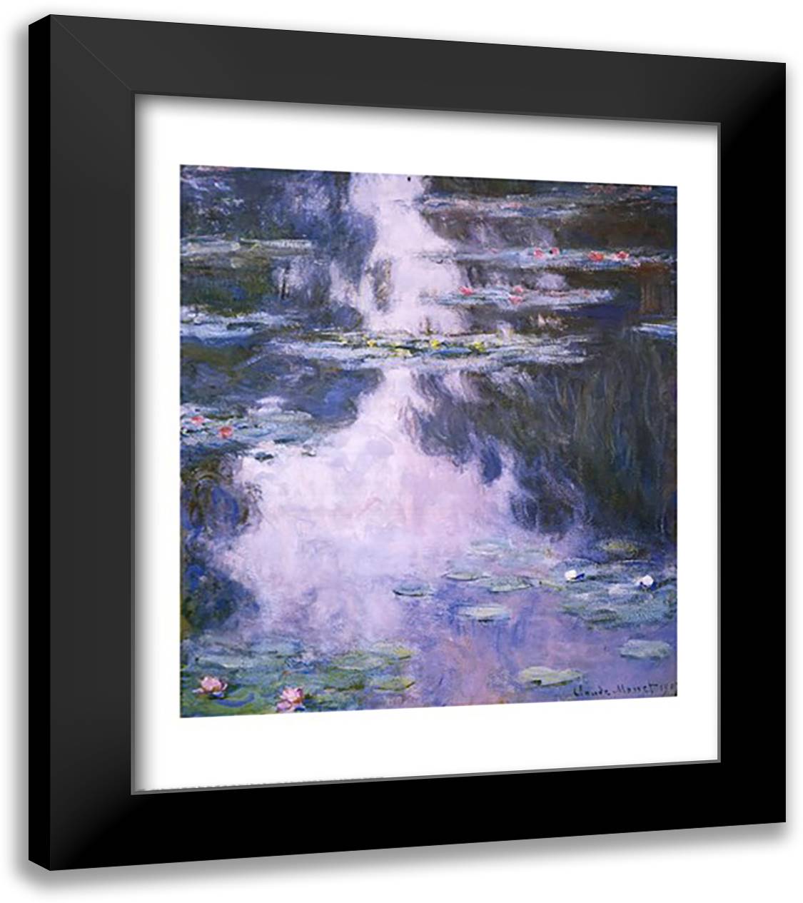 Water Lilies 26x31 Black Modern Wood Framed Art Print Poster by Monet, Claude
