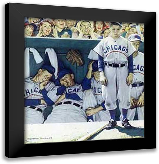Dugout (Bottom of the 9th) 23x25 Black Modern Wood Framed Art Print Poster by Rockwell, Norman