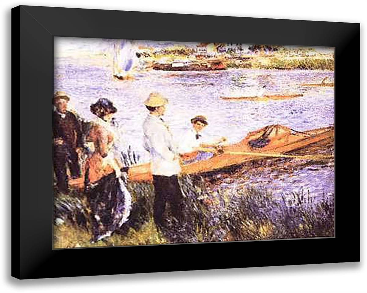 Oarsmen At Chatou 30x24 Black Modern Wood Framed Art Print Poster by Renoir, Pierre-Auguste