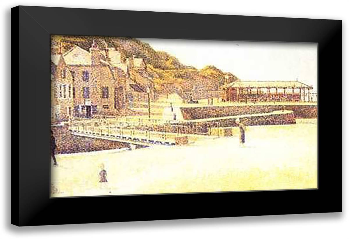 Port-En-Bessin 30x24 Black Modern Wood Framed Art Print Poster by Seurat, Georges