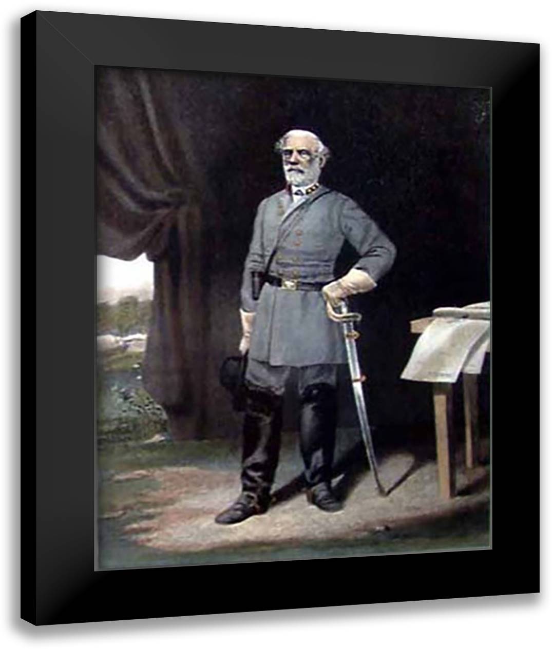 R. E. Lee (Standing) 16x20 Black Modern Wood Framed Art Print Poster by Nast, Thomas