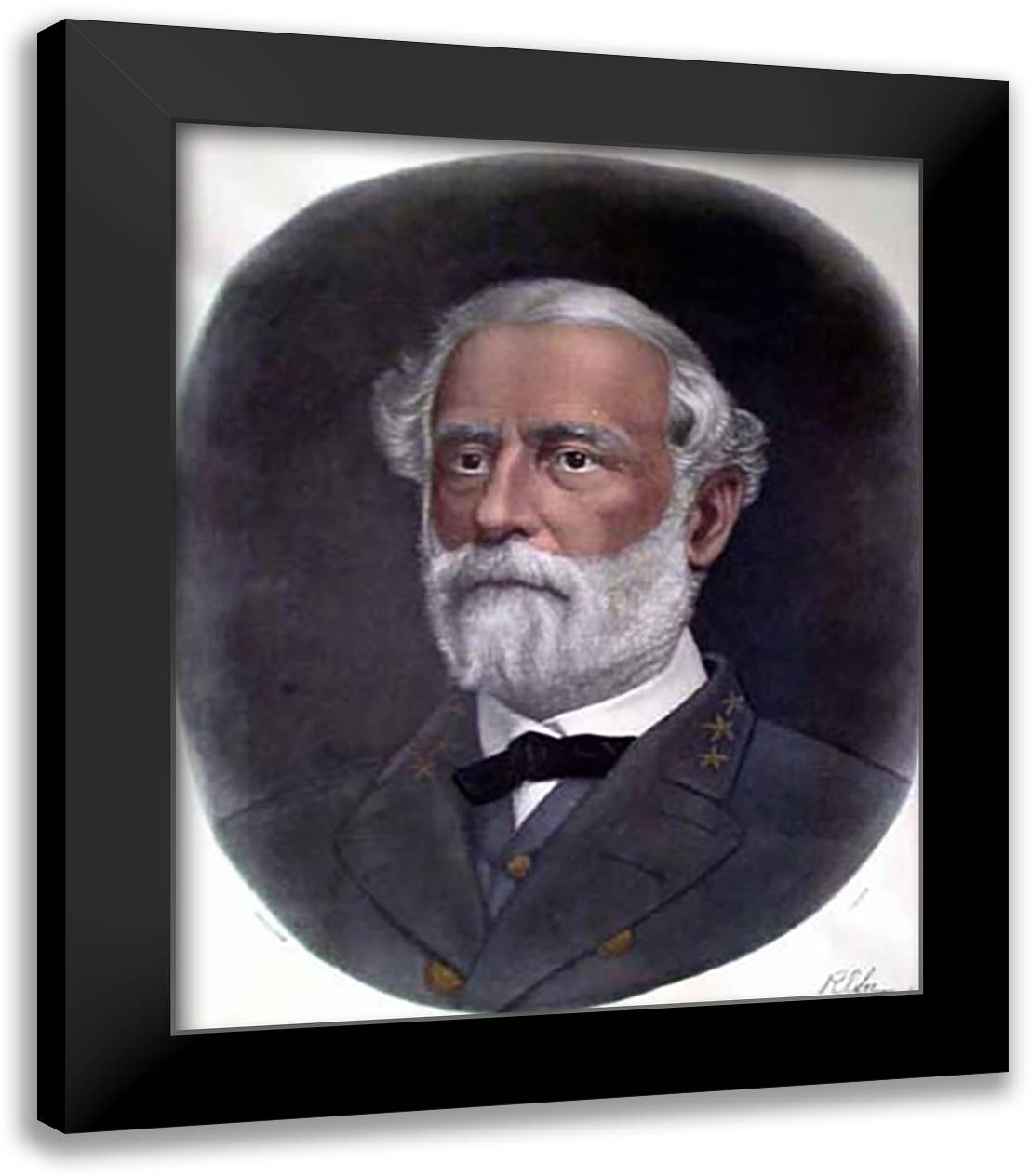 Lee Oval Portrait 14x17 Black Modern Wood Framed Art Print Poster by Walter, Martha