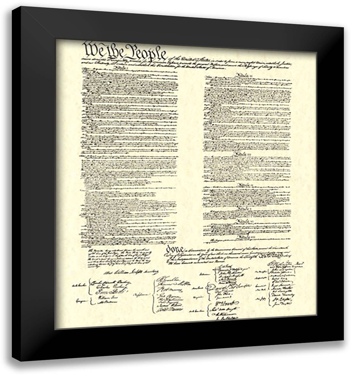 Constitution (Document) 18x20 Black Modern Wood Framed Art Print Poster