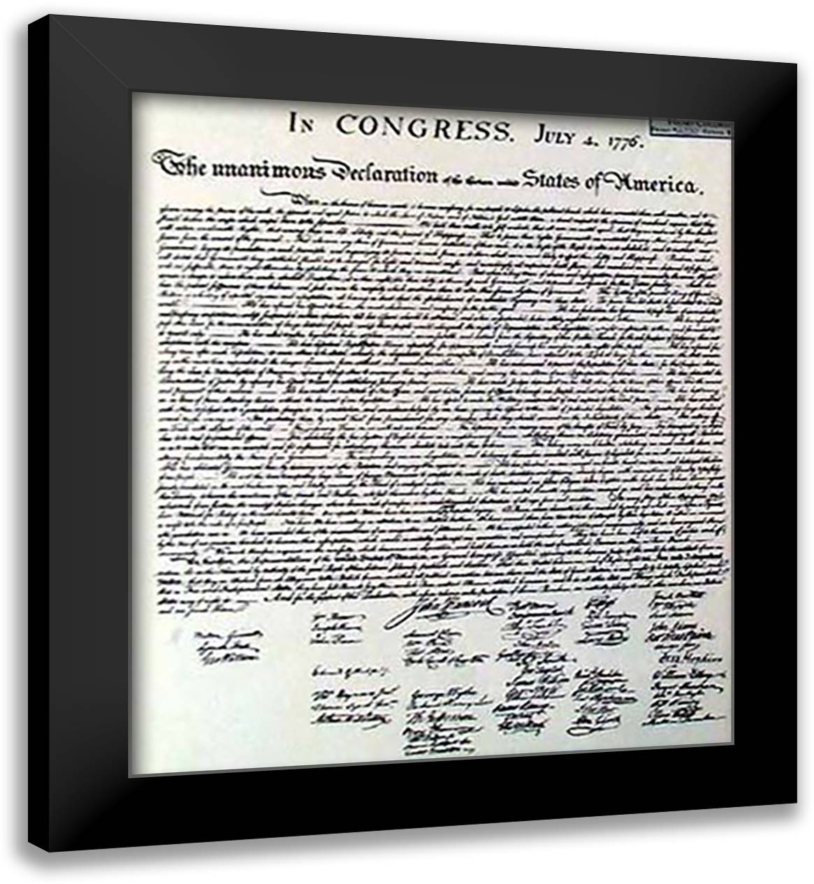 Declaration of Independence (Document) 18x20 Black Modern Wood Framed Art Print Poster