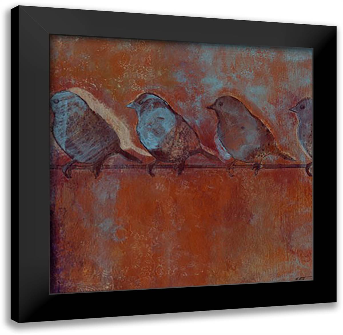 Row of Sparrows I 20x20 Black Modern Wood Framed Art Print Poster by Wyatt, Norman