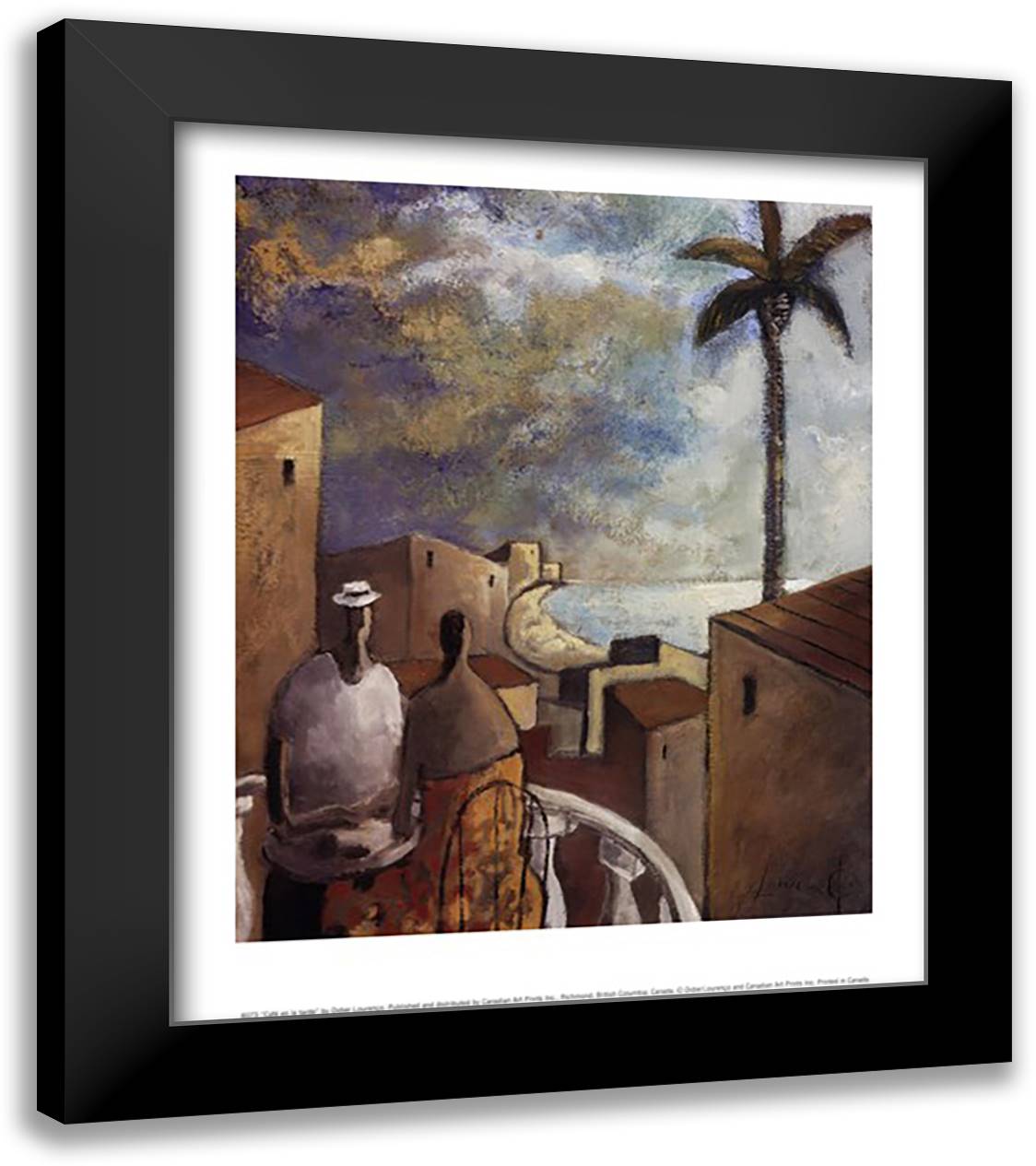 Caf en la tarde 14x16 Black Modern Wood Framed Art Print Poster by Lourenco, Didier