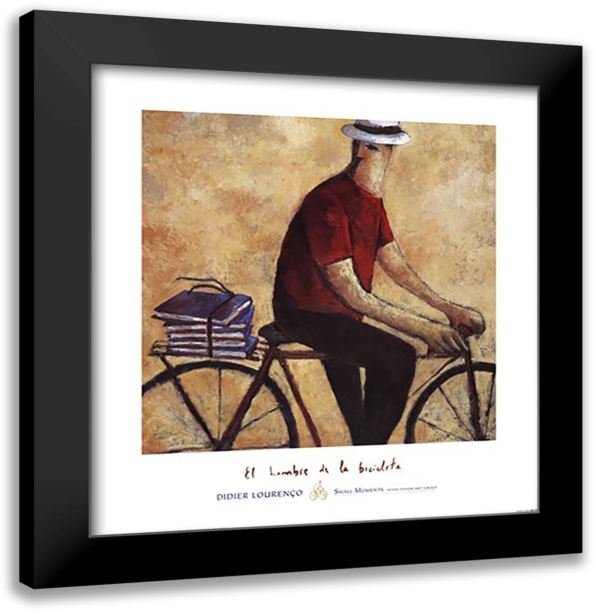 El Hombre De La Bicicleta 28x30 Black Modern Wood Framed Art Print Poster by Lourenco, Didier