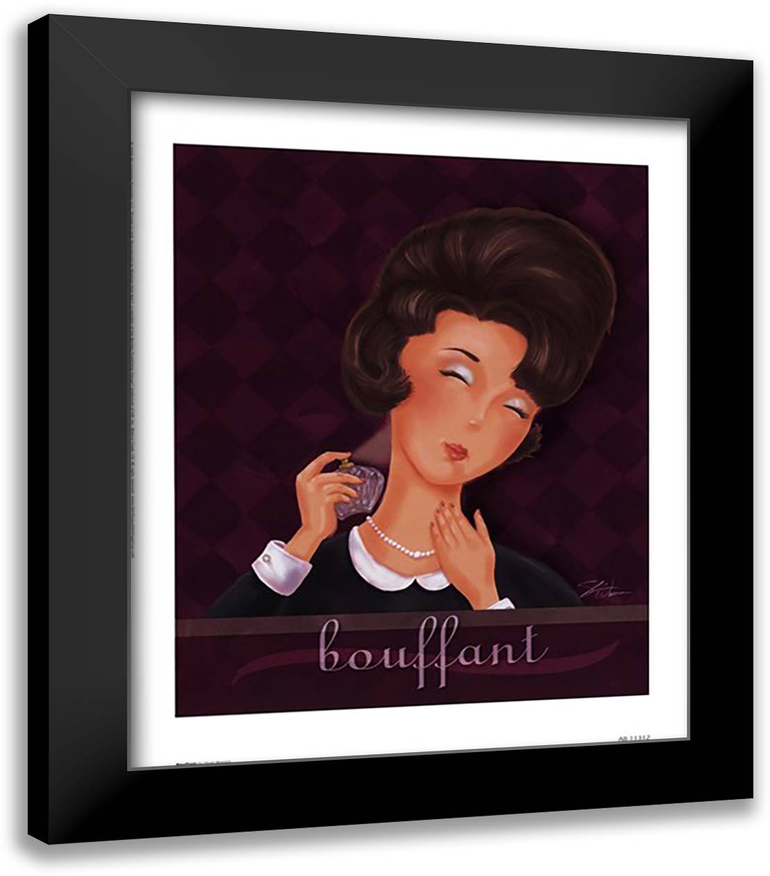 Bouffant 14x16 Black Modern Wood Framed Art Print Poster by Warren, Shari