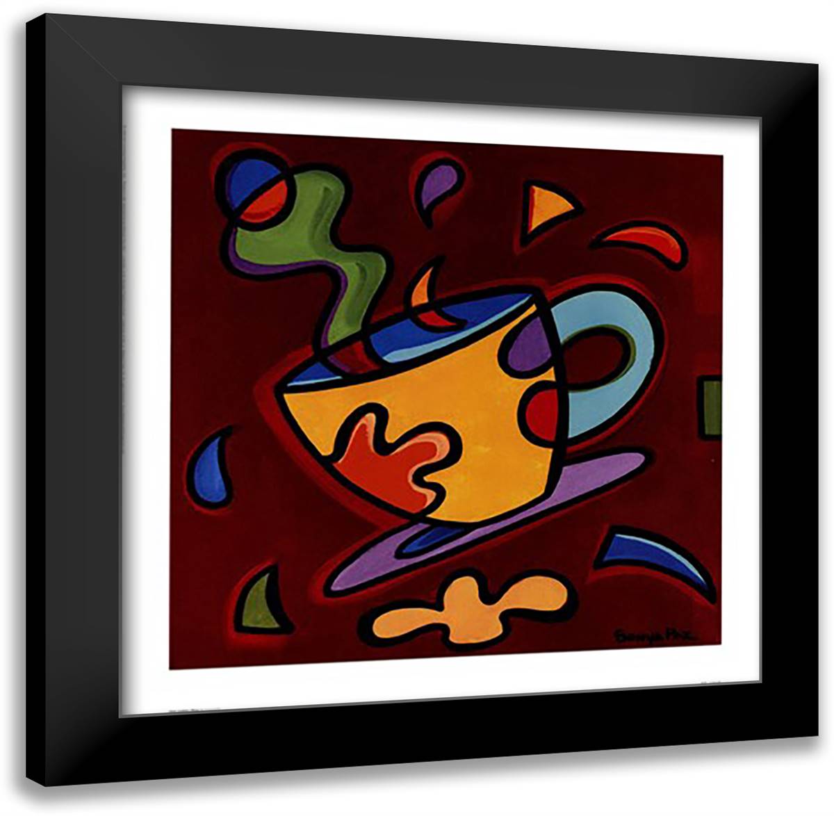 Red Coffee Mug 18x18 Black Modern Wood Framed Art Print Poster by Paz, Sonya