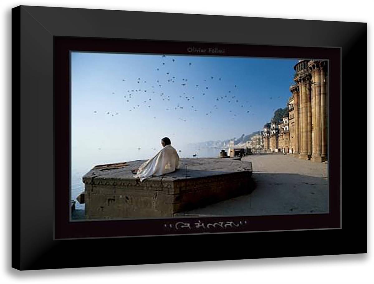 Meditation 20x16 Black Modern Wood Framed Art Print Poster by Follmi, Olivier
