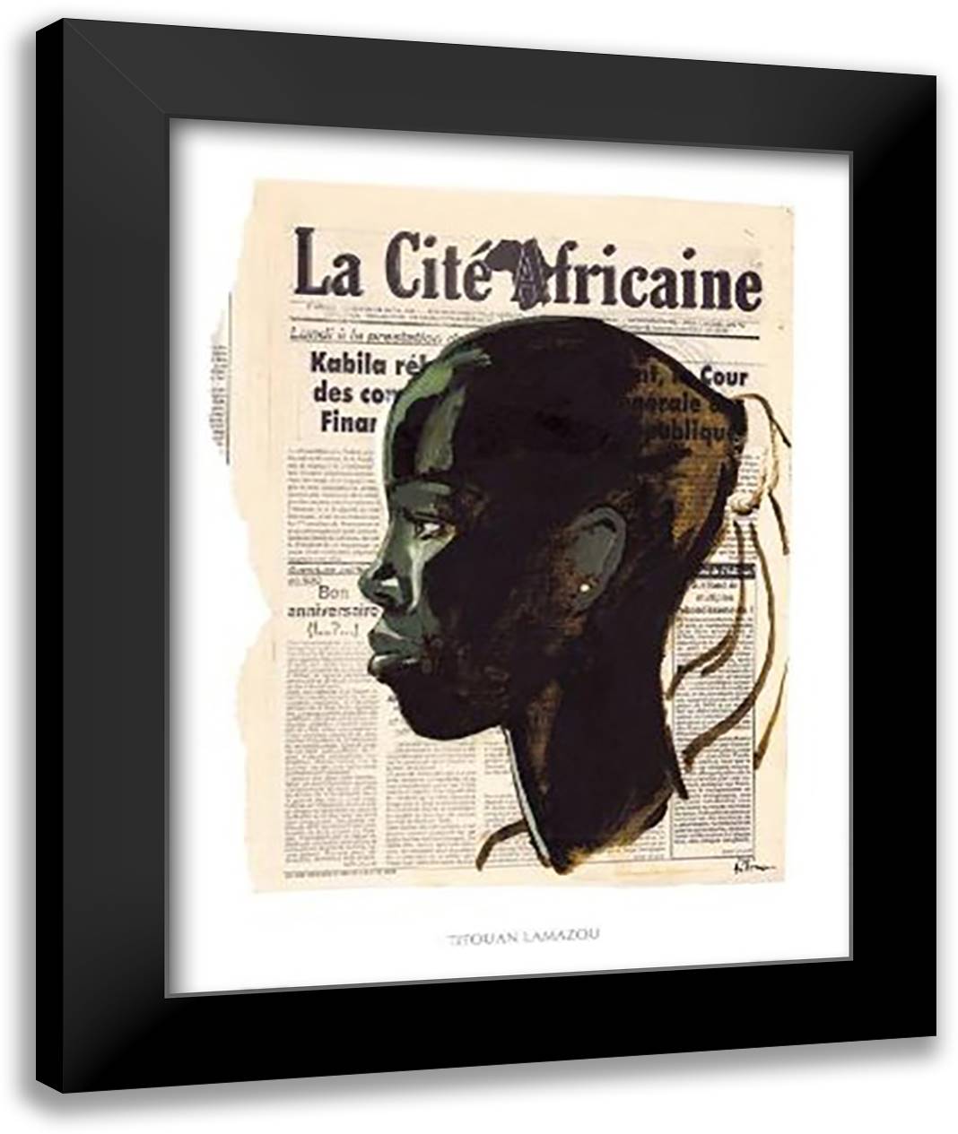 La Cite Africaine - Kinshasa 16x20 Black Modern Wood Framed Art Print Poster by Lamazou