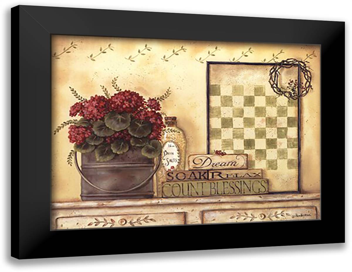 Soak and Relax 20x16 Black Modern Wood Framed Art Print Poster by Britton, Pam