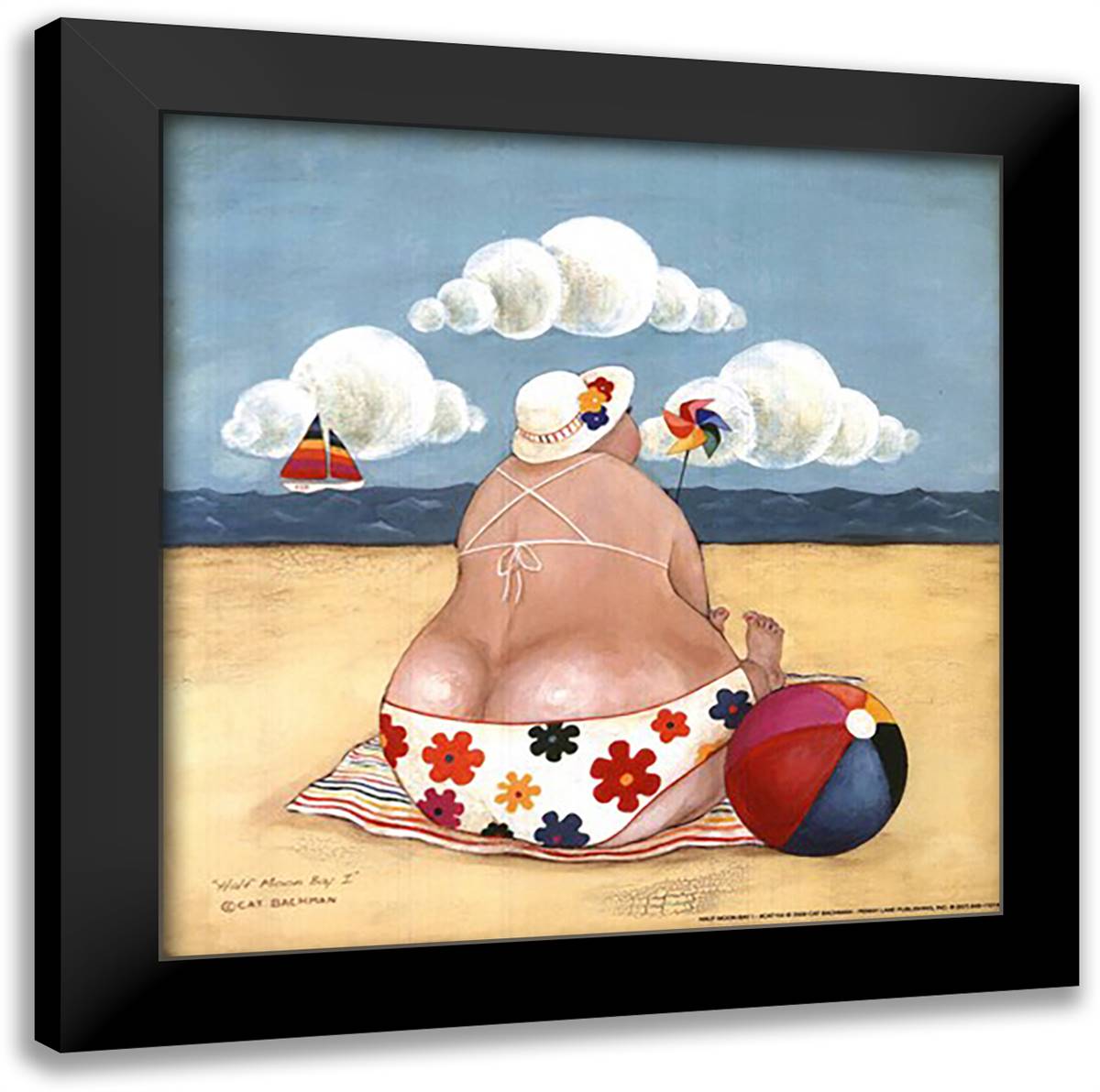 Half Moon Bay I 12x12 Black Modern Wood Framed Art Print Poster by Bachman, Cat
