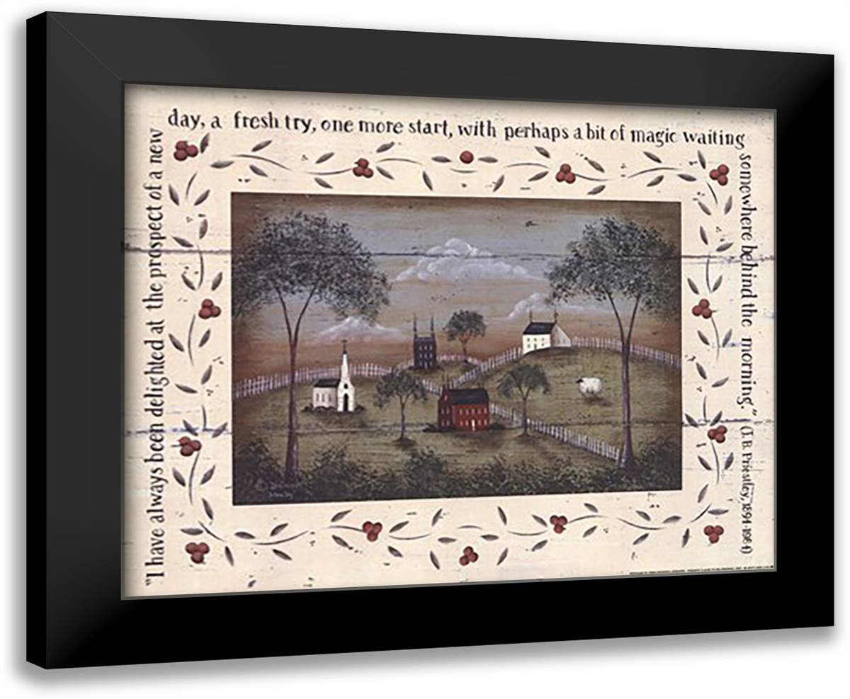 A New Day 14x12 Black Modern Wood Framed Art Print Poster by Atkins, Donna