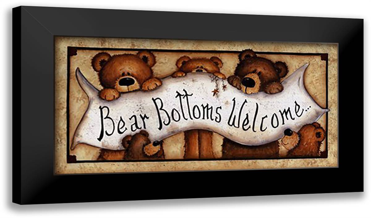 Bear Bottoms - Welcome 24x14 Black Modern Wood Framed Art Print Poster by June, Mary Ann