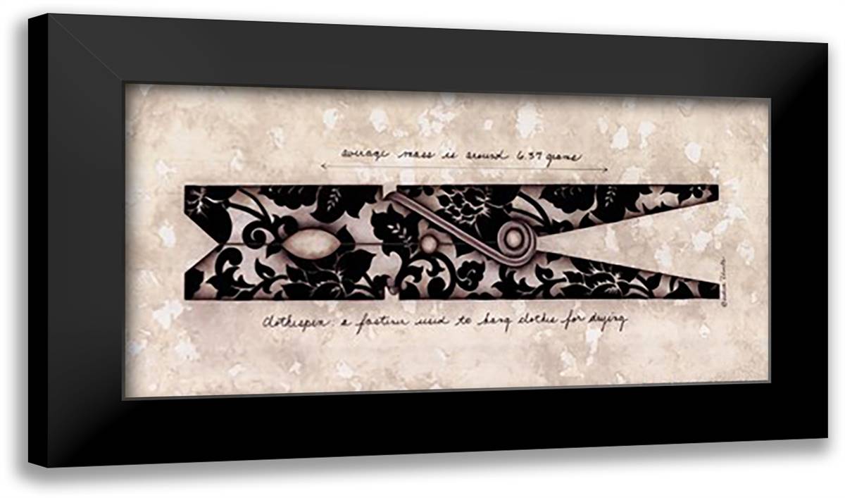Designer Clothes Pin 20x12 Black Modern Wood Framed Art Print Poster by Roberts, Andrea