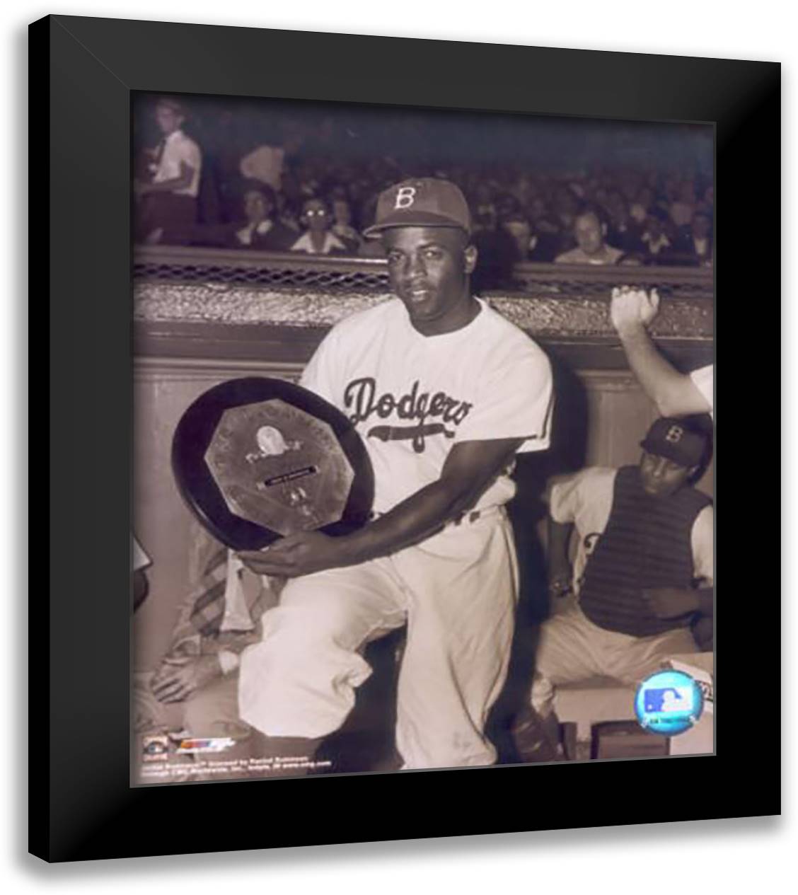 Jackie Robinson 20x24 Black Modern Wood Framed Art Print Poster
