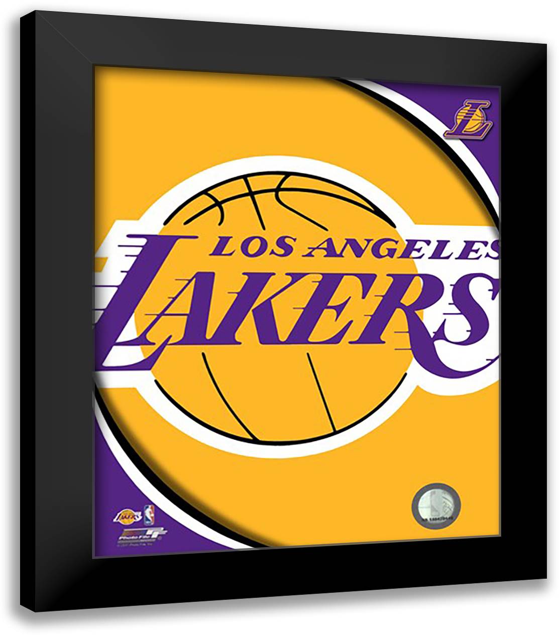 Los Angeles Lakers Team Logos 12x14 Black Modern Wood Framed Art Print Poster