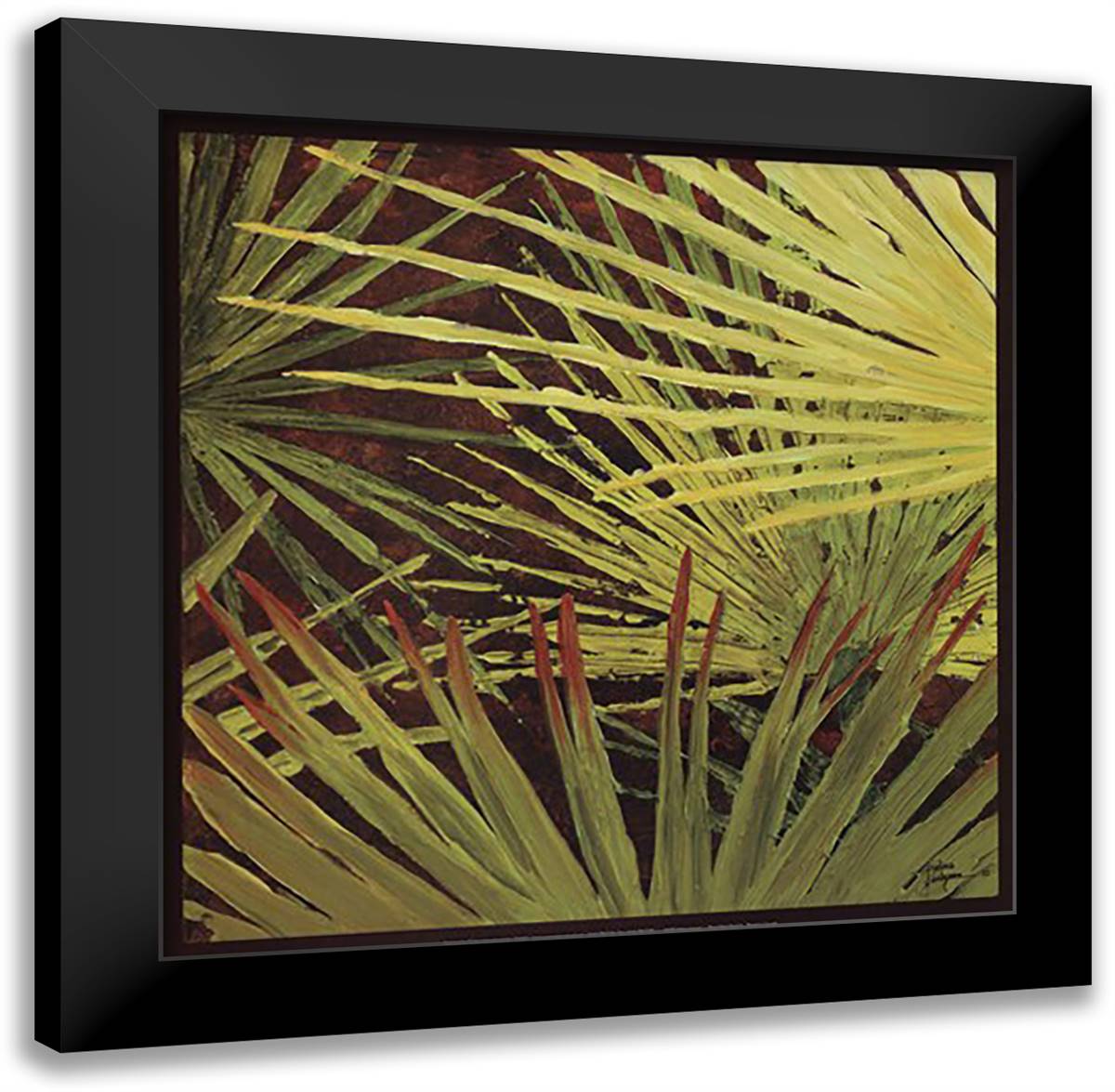 Three Palms, Panel A 23x23 Black Modern Wood Framed Art Print Poster by Jackson, Debra