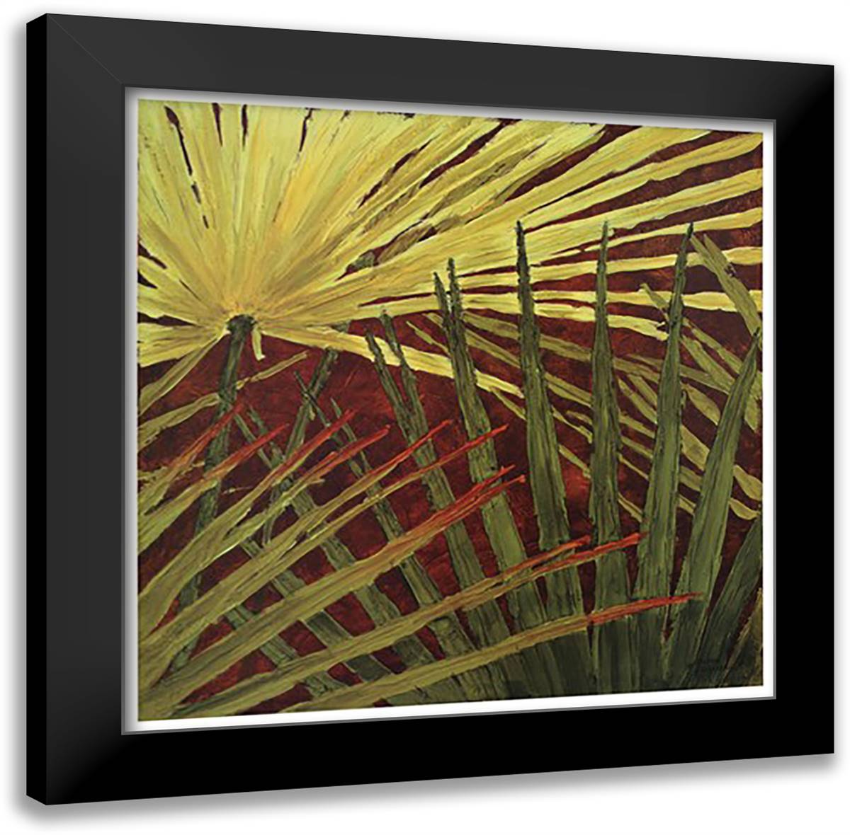 Three Palms, Panel B 23x23 Black Modern Wood Framed Art Print Poster by Jackson, Debra