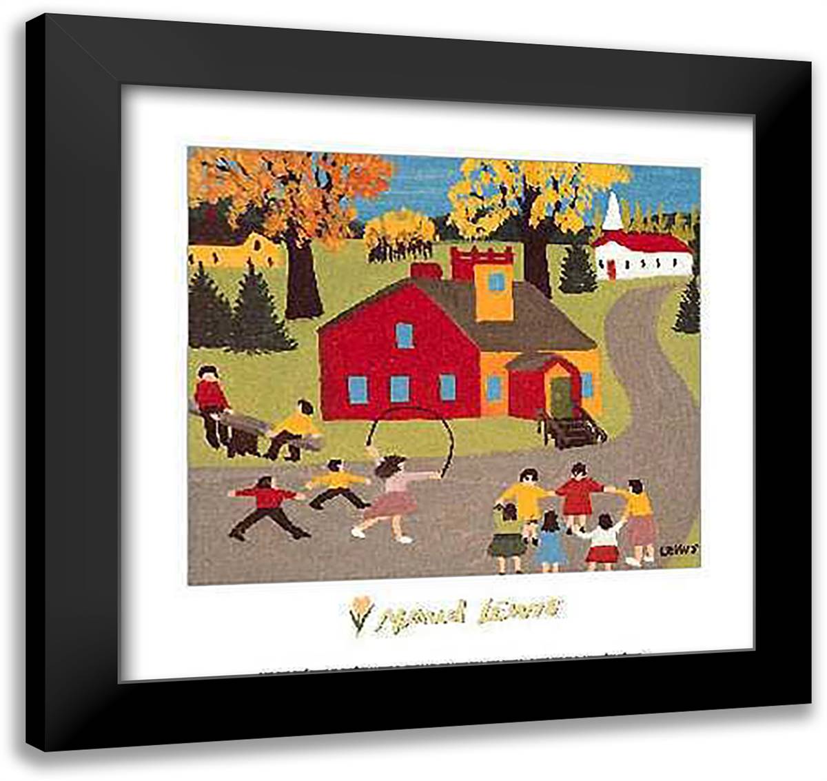 Schoolyard 24x23 Black Modern Wood Framed Art Print Poster by Lewis, Maud