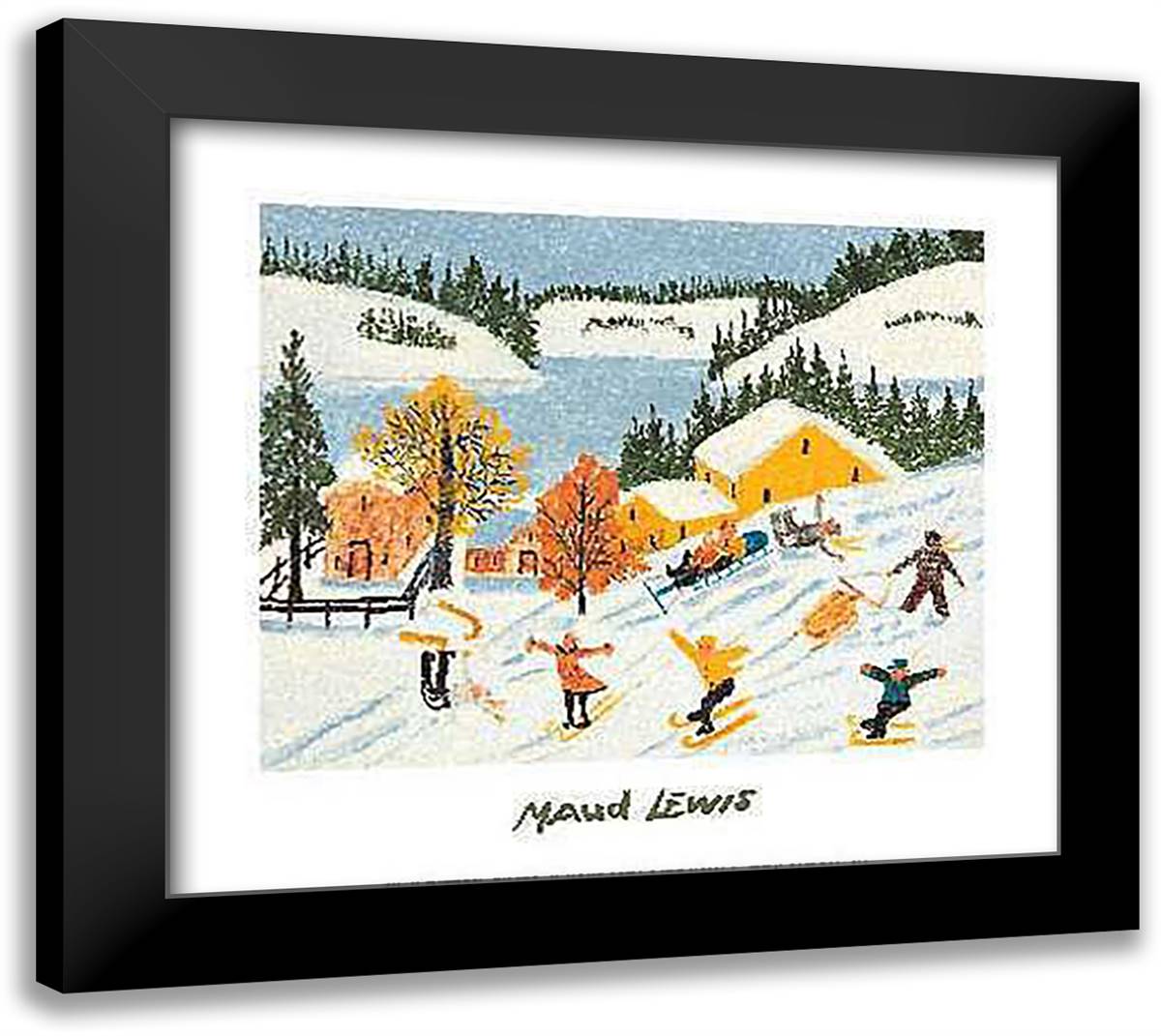 Skiers 26x23 Black Modern Wood Framed Art Print Poster by Lewis, Maud