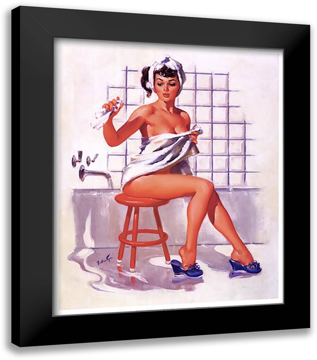 A Stool Pigeon 20x24 Black Modern Wood Framed Art Print Poster by Ballantyne, Joyce