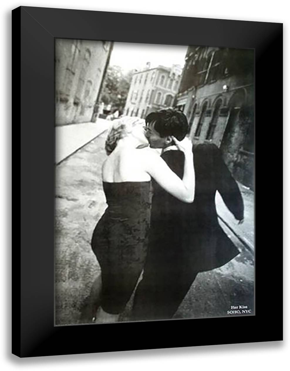 HER KISS SOHO, NYC 27x39 Black Modern Wood Framed Art Print Poster