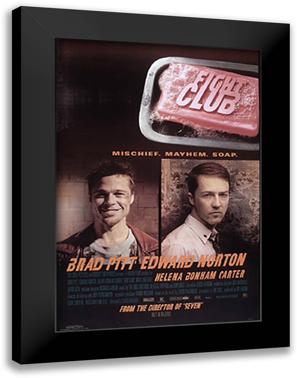 Fight Club 28x40 Black Modern Wood Framed Art Print Poster