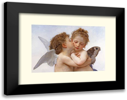 First Kiss (Detail) 20x16 Black Modern Wood Framed Art Print Poster by Bouguereau, William Adolphe
