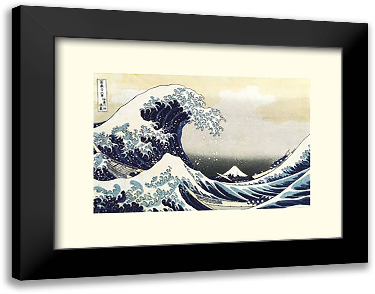 The Great Wave off Kanagawa 20x16 Black Modern Wood Framed Art Print Poster by Hokusai, Katsushika