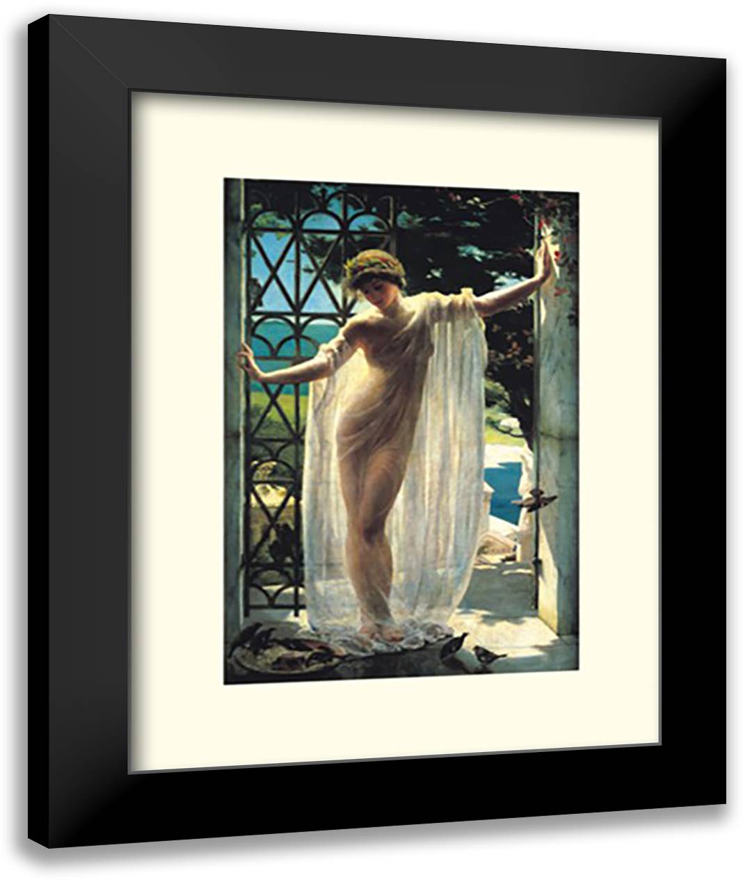 Lesbia 16x20 Black Modern Wood Framed Art Print Poster by Weguelin, John Reinh