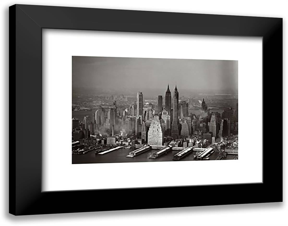 Manhattan Skyline 20x16 Black Modern Wood Framed Art Print Poster