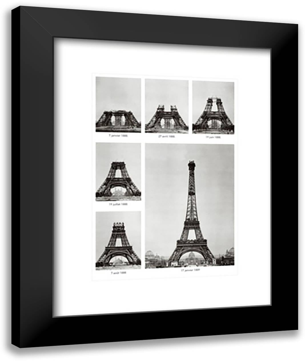 Eiffel Tower Construction 16x20 Black Modern Wood Framed Art Print Poster by Paris Collection