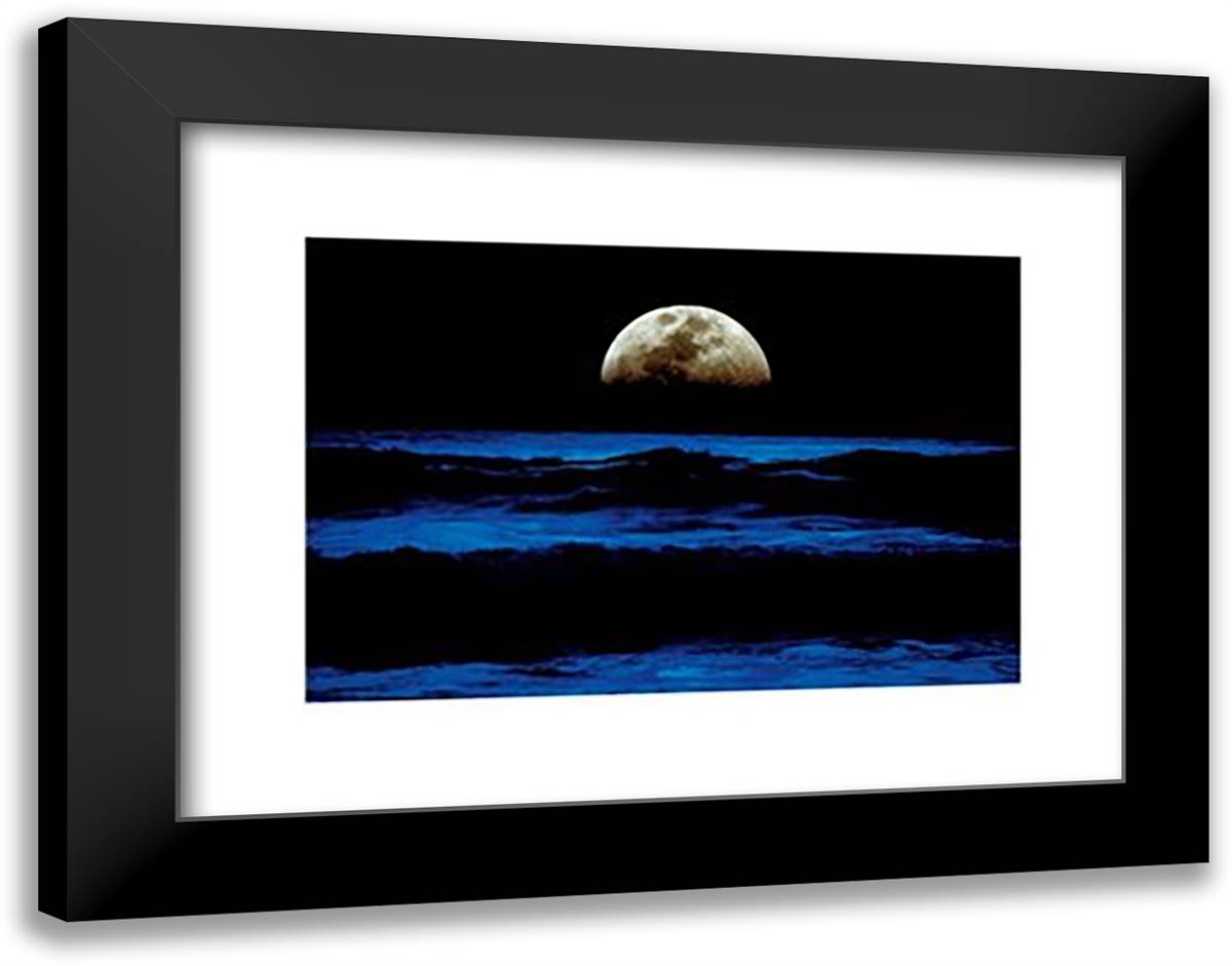 Ocean Moonrise 20x16 Black Modern Wood Framed Art Print Poster by Michaels, Christian