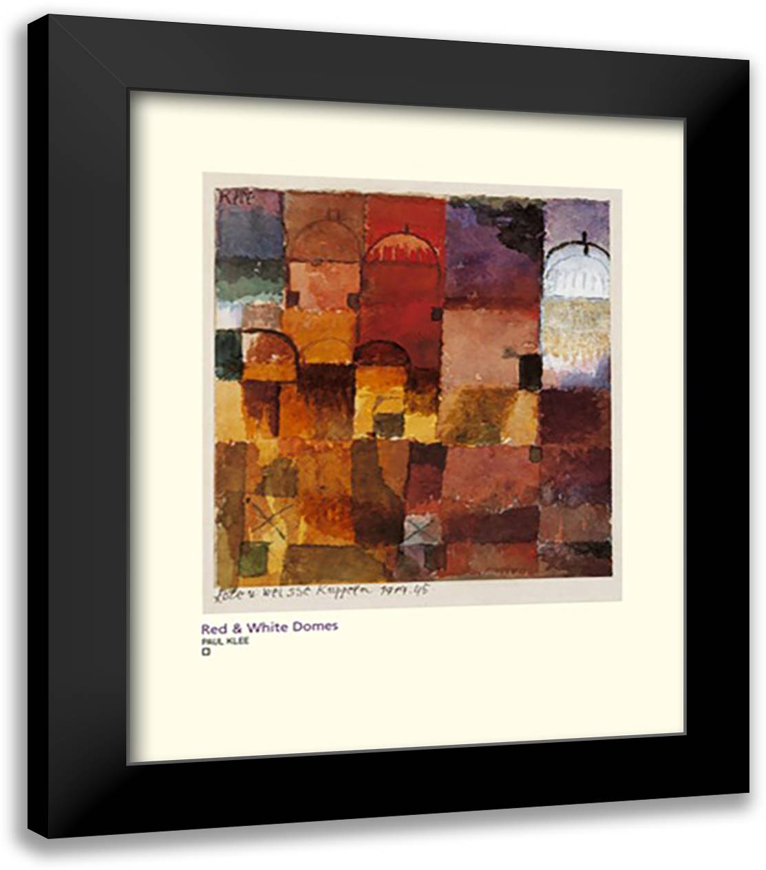 Red And White Domes 20x24 Black Modern Wood Framed Art Print Poster by Klee, Paul