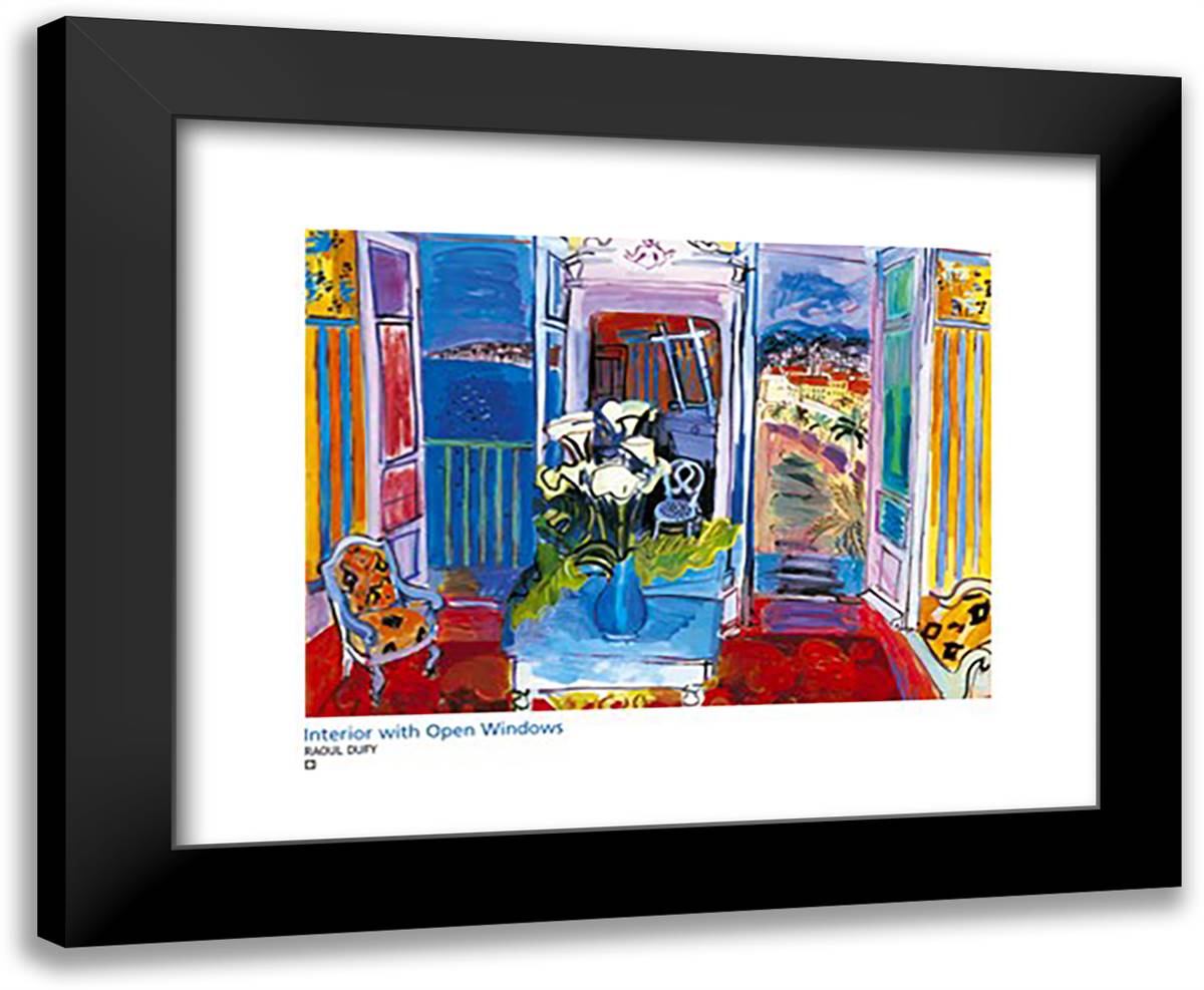 Interior With Open Windows 24x20 Black Modern Wood Framed Art Print Poster by Dufy, Raoul