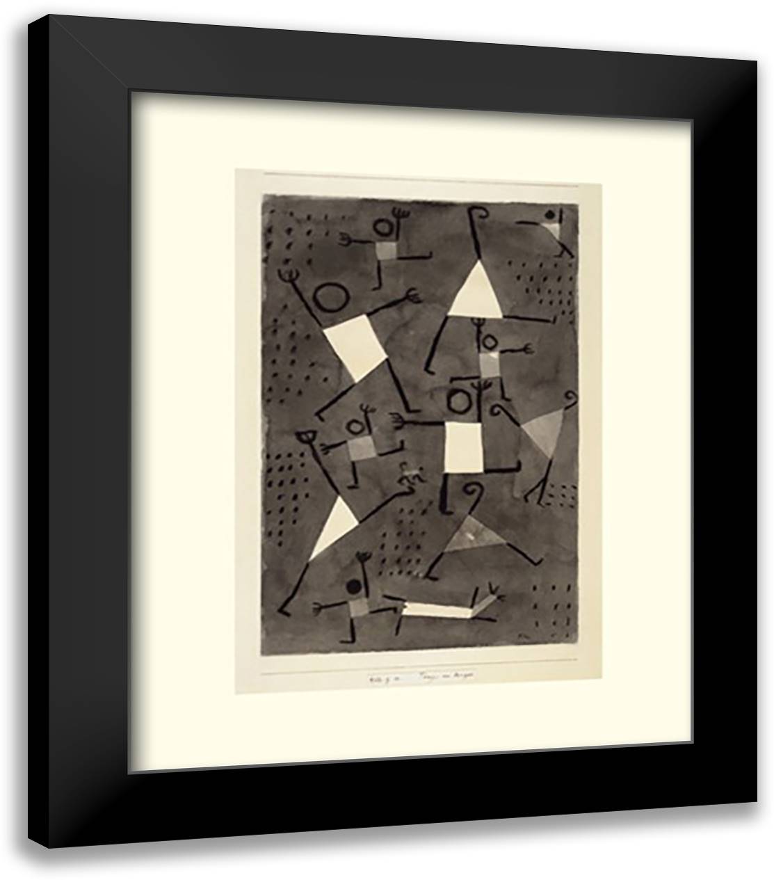 Dancing From Fear 20x24 Black Modern Wood Framed Art Print Poster by Klee, Paul