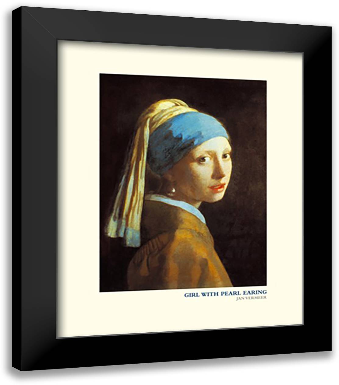Girl with a Pearl Earring, c.1665 20x24 Black Modern Wood Framed Art Print Poster by Vermeer, Johannes