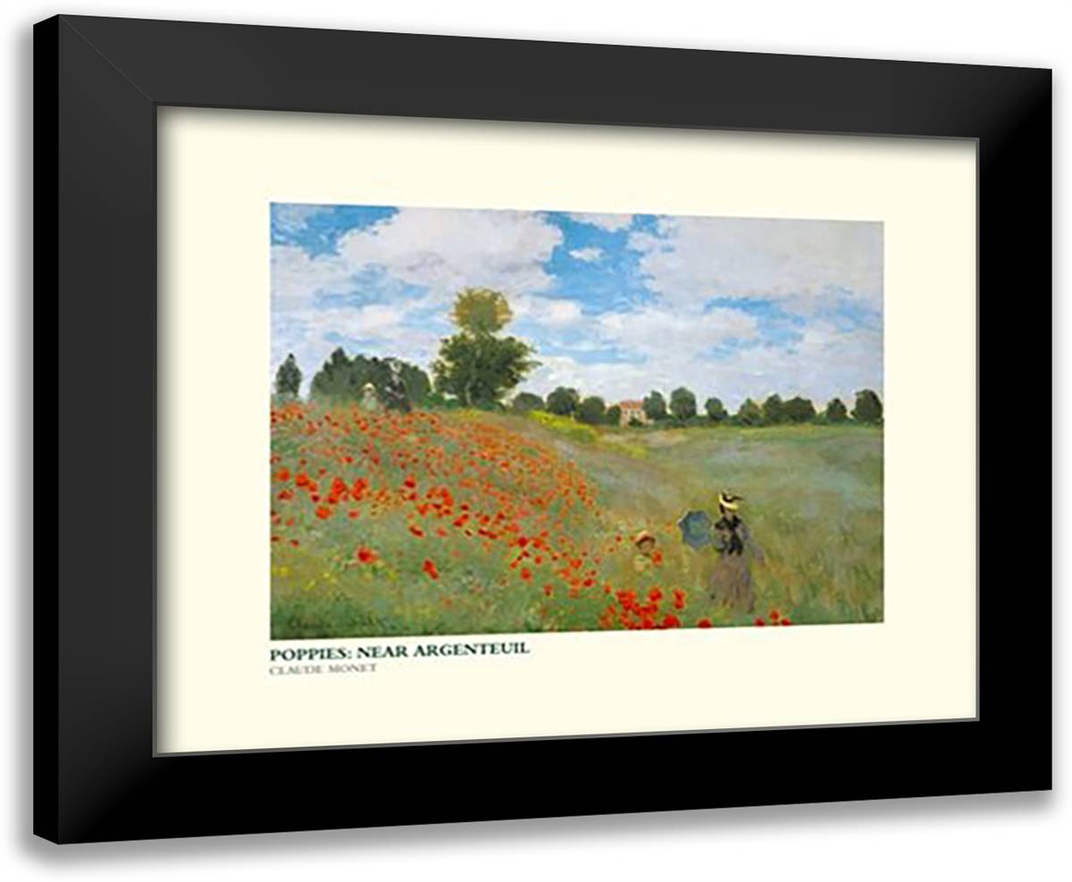 Poppies: Near Argenteuil 24x20 Black Modern Wood Framed Art Print Poster by Monet, Claude
